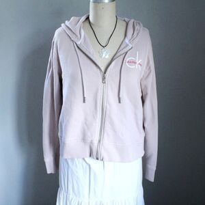 Calvin Klein Women's Pink Full Zip Hoodie Jacket Drawstring Hood Size Medium